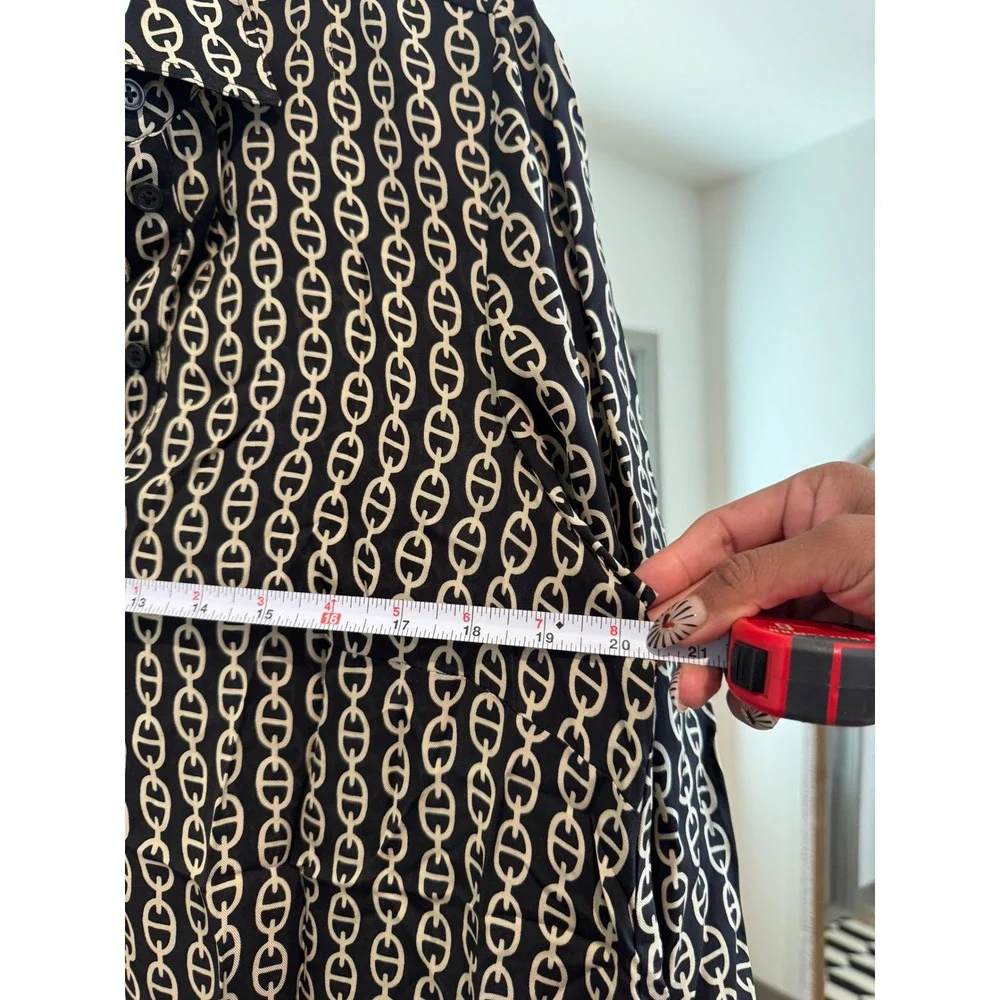 J.Crew Women's Shirt Dress Chain Print Long Sleeve Ruffle Hem E1‎